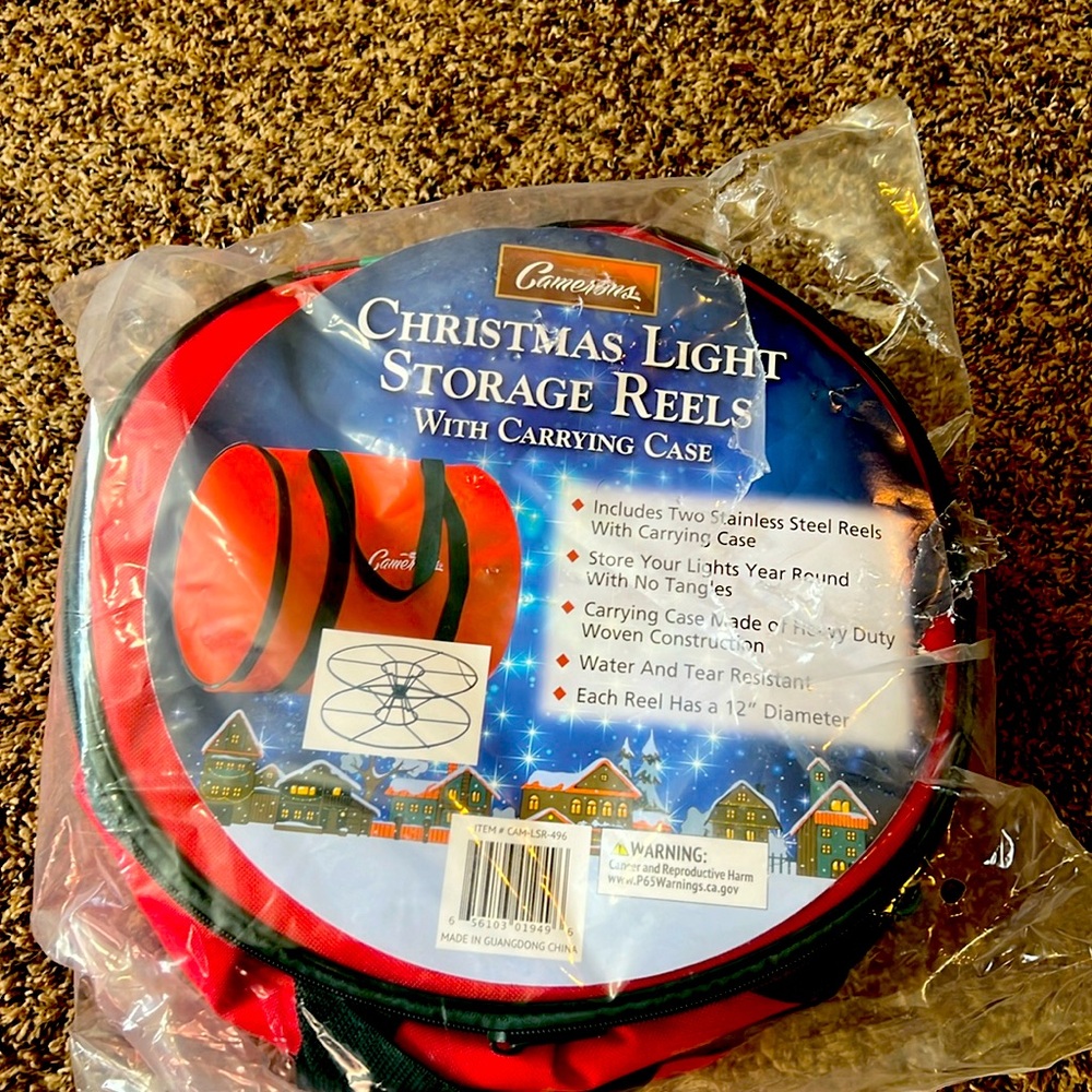 Christmas light storage reel with case